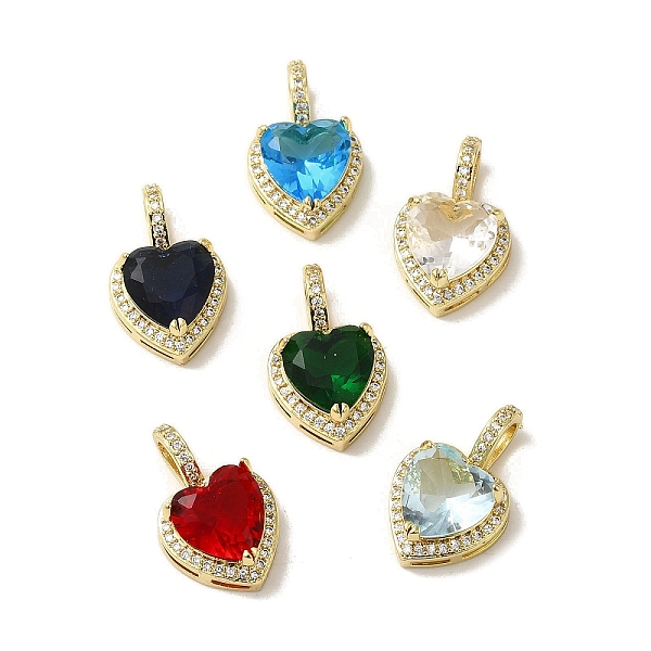 

PandaHall Brass Micro Pave Cubic Zirconia Pendants, with Glass, Real 18K Gold Plated, Heart, Mixed Color, 20.5x13x7.5mm, Hole: 5.5x4mm..., Multicolor