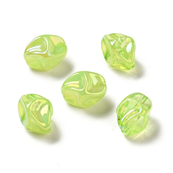 

PandaHall UV Plating Rainbow Iridescent Acrylic Beads, Nuggets, Green Yellow, 18.5x15x13.5mm, Hole: 1.4mm Acrylic Nuggets