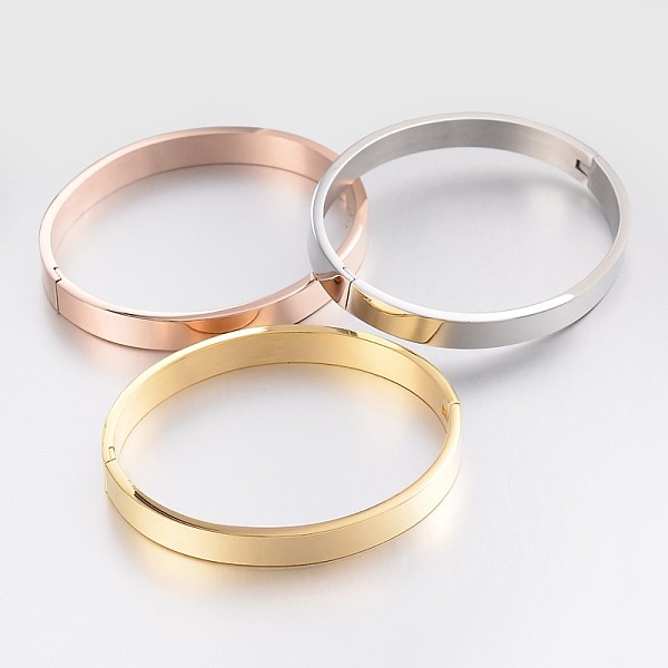 

PandaHall Elegant 304L Stainless Steel Bangles, Mixed Color, 54x63mm, 8mm 304 Stainless Steel