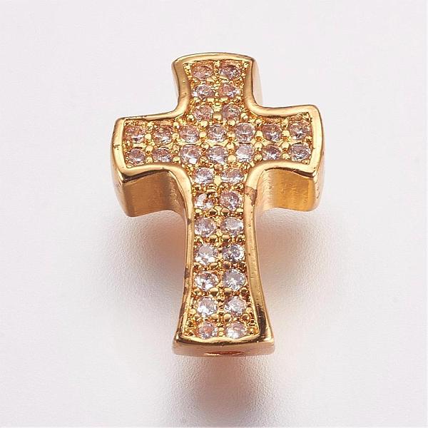 

PandaHall Brass Micro Pave Cubic Zirconia Beads, Cross, Golden, 14x9x4mm, Hole: 1.5mm Brass+Cubic Zirconia Cross