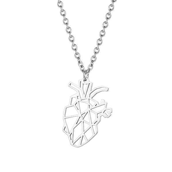 

PandaHall Stainless Steel Pendant Necklaces, Origami Heart, Stainless Steel Color, 17.72 inch(45cm) Stainless Steel Heart