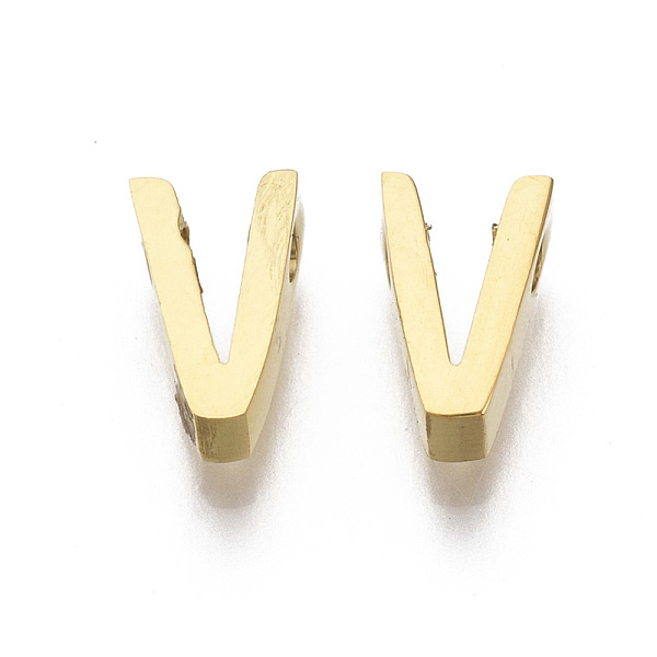 

PandaHall 201 Stainless Steel Charms, Golden, Letter.V, 8x5x3mm, Hole: 1.6mm 201 Stainless Steel Letter