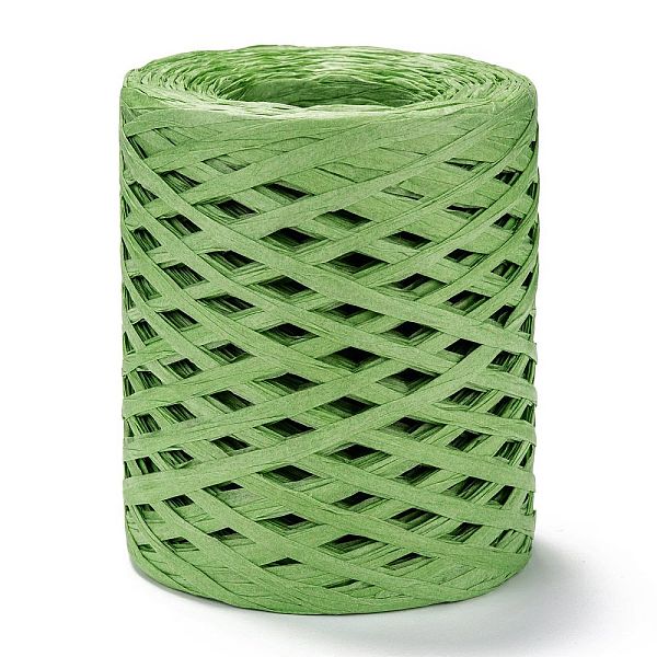 

PandaHall Raffia Ribbon, Packing Paper String, for Gift Wrapping, Party Decor, Craft Weaving, Pale Green, 3~4mm, about 200m/roll Paper