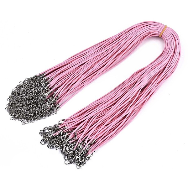 

PandaHall Waxed Cotton Cord Necklace Making, with Alloy Lobster Claw Clasps and Iron End Chains, Platinum, Pearl Pink, 17.12 inch(43.5cm)...