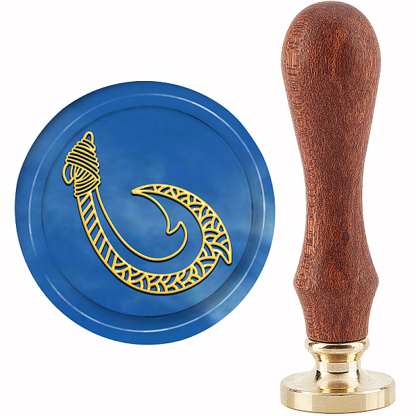 

PandaHall CRASPIRE Wax Seal Stamp Fish Hook Sealing Wax Stamps 30mm Retro Vintage Removable Brass Stamp Head with Wood Handle for Wedding...