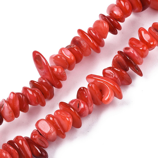 

PandaHall Natural Freshwater Shell Beads Strands, Dyed, Chips, Crimson, 0.4~4x6.5~20x4.5~8.5mm, Hole: 0.7~0.8mm, about 301~340pcs/strand..., Pink