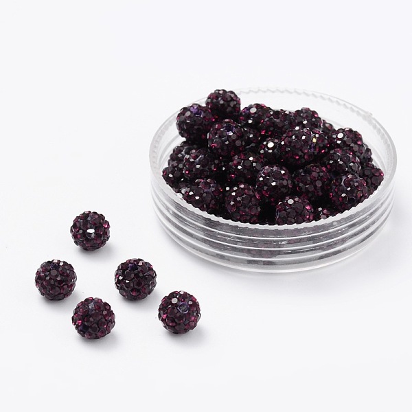

PandaHall Polymer Clay Rhinestone Beads, Pave Disco Ball Beads, Grade A, Amethyst, PP9(1.5.~1.6mm), 6mm, Hole: 1.2mm Polymer Clay+Glass..., Purple