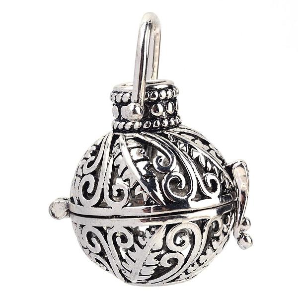 

PandaHall Rack Plating Brass Cage Pendants, For Chime Ball Pendant Necklaces Making, Hollow Round, Antique Silver, 26x26x21.5mm, Hole...
