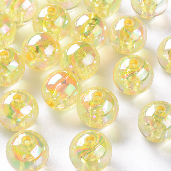 

PandaHall Transparent Acrylic Beads, AB Color Plated, Round, Gold, 16x15mm, Hole: 2.8mm, about 220pcs/500g Acrylic Round Gold