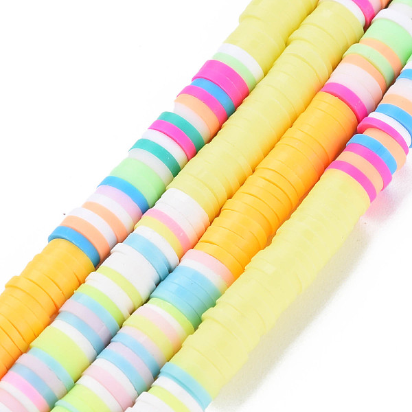 

PandaHall Handmade Polymer Clay Bead Strands, Heishi Beads, Disc/Flat Round, Mixed Color(Main Color: Gold & Green Yellow), 6x0.3~1.5mm, Hole..., Multicolor