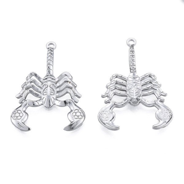 

PandaHall 201 Stainless Steel Pendants, Scorpion, Stainless Steel Color, 43.5x29x3mm, Hole: 1.8mm 201 Stainless Steel Other Animal