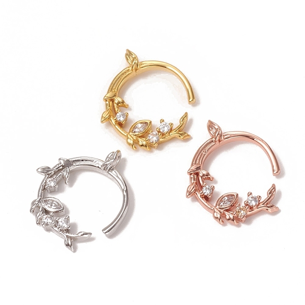 

PandaHall Brass Micro Pave Clear Cubic Zirconia Pendants, Long-Lasting Plated, Branch & Leaf, Mixed Color, 17x15.5x3mm, Hole: 2mm...