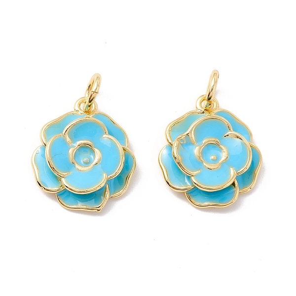 

PandaHall Rack Plating Brass Pendants, with Enamel and Jump Rings, Real 18K Gold Plated, Cadmium Free & Lead Free, Flower, Blue, 17x15x4mm...
