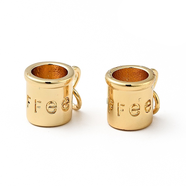 

PandaHall Rack Plating Brass Pendants, with Jump Ring, Cadmium Free & Lead Free, Real 18K Gold Plated, Cup with Word Coffee, Real 18K Gold...