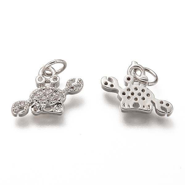 

PandaHall Brass Micro Pave Clear Cubic Zirconia Charms, Long-Lasting Plated, with Jump Ring, Crab, Platinum, 10x14x2mm, Jump Ring: 5x1mm...