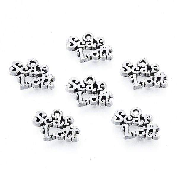 

PandaHall Tibetan Style Alloy Charms, Cadmium Free & Lead Free, Word with Scarlett, Antique Silver, 10x15x2mm, Hole: 1.2mm, about...