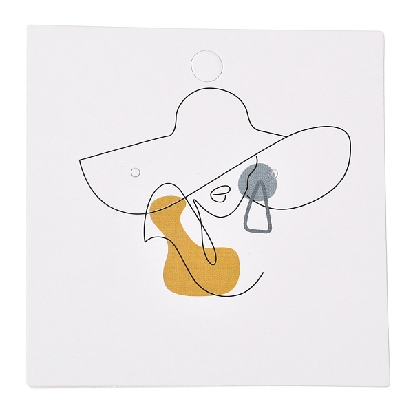 

PandaHall Square Cardboard Earring Display Cards, for Jewlery Display, Women Pattern, 8x8x0.04cm, about 100pcs/bag Paper Human
