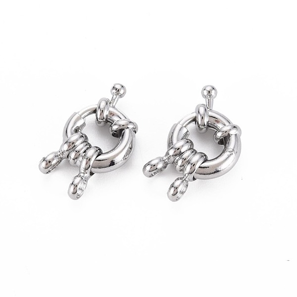 

PandaHall Brass Spring Ring Clasps, with Bail Beads/Tube Bails, Nickel Free, Platinum, 11.5mm, Hole: 2.5mm Brass