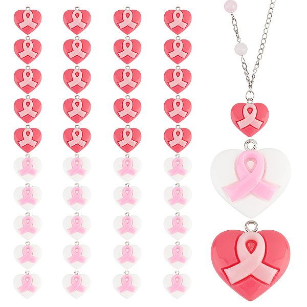 

PandaHall 40Pcs 2 Colors Resin Pendants, with Iron Findings, Heart, Mixed Color, 23.5x23.5x6.5~8mm, Hole: 2mm, 20pcs/color Iron+Resin..., Multicolor