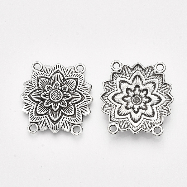 

PandaHall Tibetan Style Alloy Multi Strand Links, Cadmium Free & Lead Free,, Flower, Antique Silver, 26.5x27x4mm, Hole: 2mm, about...