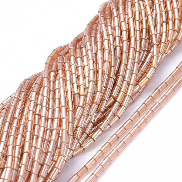 

PandaHall Electroplate Glass Beads Strands, Pearl Luster Plated, Column, PeachPuff, 4.5~5x2.5mm, Hole: 0.8mm, about 75pcs/Strand, 14.17 inch..., Brown