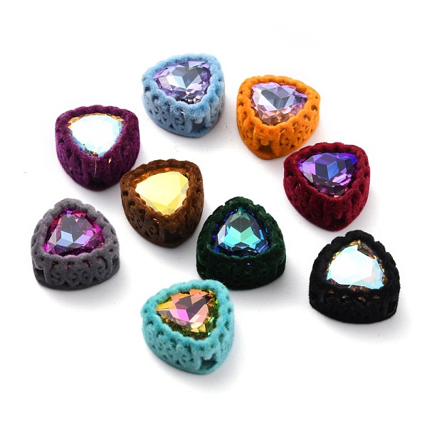 

PandaHall Flocky Sew on Rhinestone, Electroplate Glass Rhinestone, with Flocky Brass Findings, Garments Accessories, Triangle, Mixed Color..., Multicolor