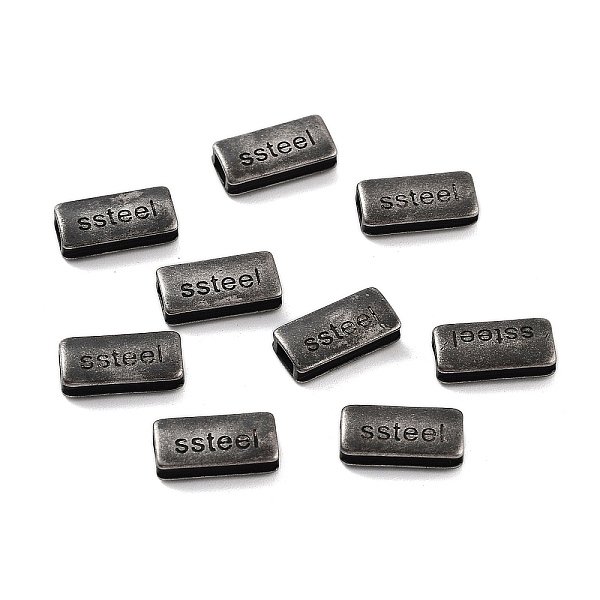 

PandaHall 316 Surgical Stainless Steel Beads, Rectangle with Word Ssteel, Antique Silver, 6.5x13x3.6mm, Hole: 3.5x2mm 316 Surgical Stainless...