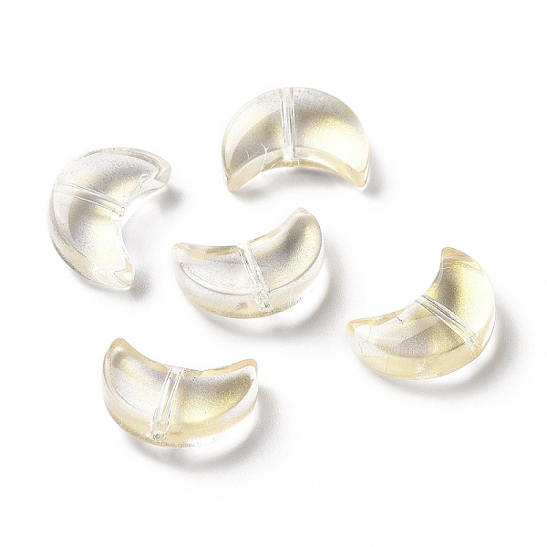 

PandaHall Transparent Spray Painted Glass Beads, Crescent Moon, Champagne Yellow, 14x9.5x5mm, Hole: 1mm Glass Moon