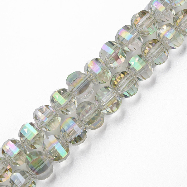

PandaHall Electroplate Transparent Glass Beads Strands, Faceted, Round, Light Green, 9.5x8.5mm, Hole: 1.5mm, about 65~70pcs/strand, 22.05...