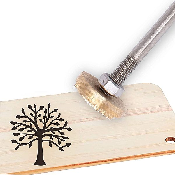 PandaHall Stamping Embossing Soldering Brass with Stamp, for Cake/Wood, Tree Pattern, 30mm Brass Tree