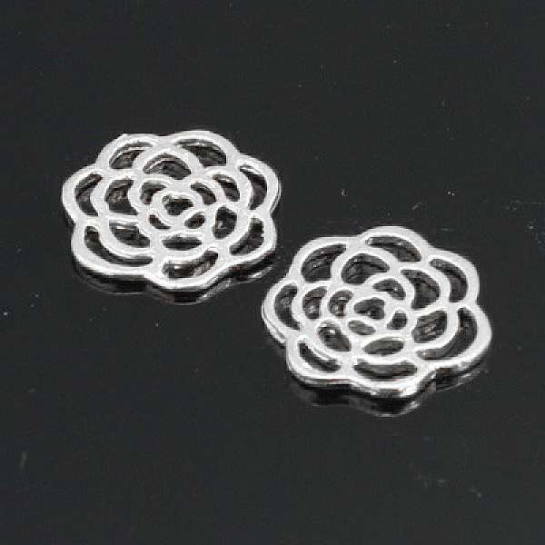 

PandaHall Zinc Alloy Pendants, Flower, Platinum, 16x15.5x1.5mm, Hole: 2x1.5mm Alloy Flower