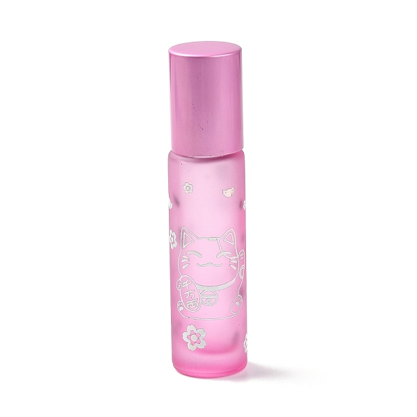 

PandaHall Glass Essential Oil Roller Bottles, with Lid and Stainless Steel Roller Balls, Refillable Bottles, Column with Fortune Cat Pattern...