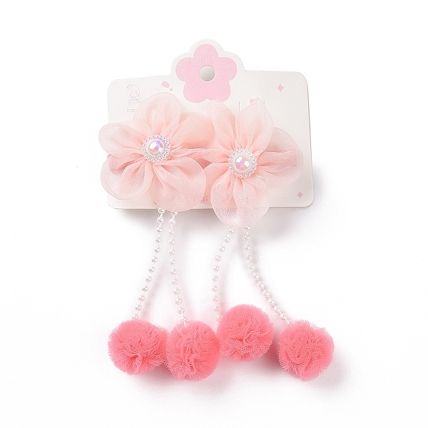 

PandaHall Flower Cloth Metallic Alligator Hair Clips, with Acrylic Beads, Flower, Children's Day Jewelry, Misty Rose, 105x50x15~16mm...