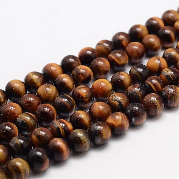 

PandaHall Natural Tiger Eye Bead Strands, Round, Grade AB+, 6mm, Hole: 1mm, about 63pcs/strand, 15.5 inch Tiger Eye Round