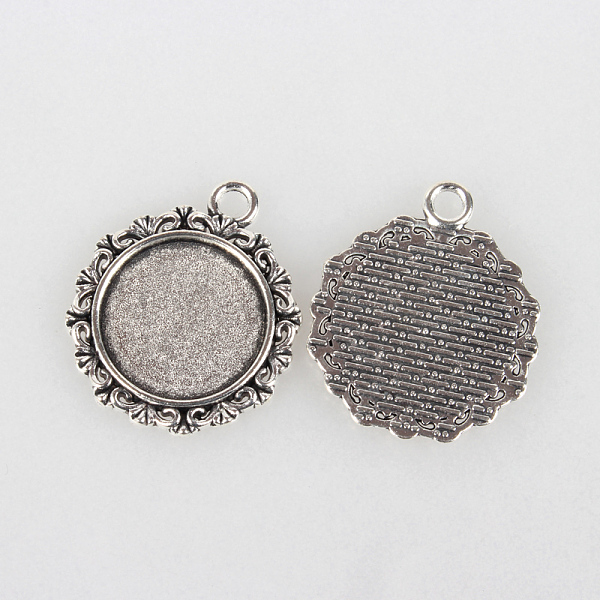 

PandaHall Tibetan Style Alloy Pendant Cabochon Settings, Cadmium Free & Lead Free, Flat Round, Antique Silver, Tray: 18mm, 30x25x2mm, Hole...