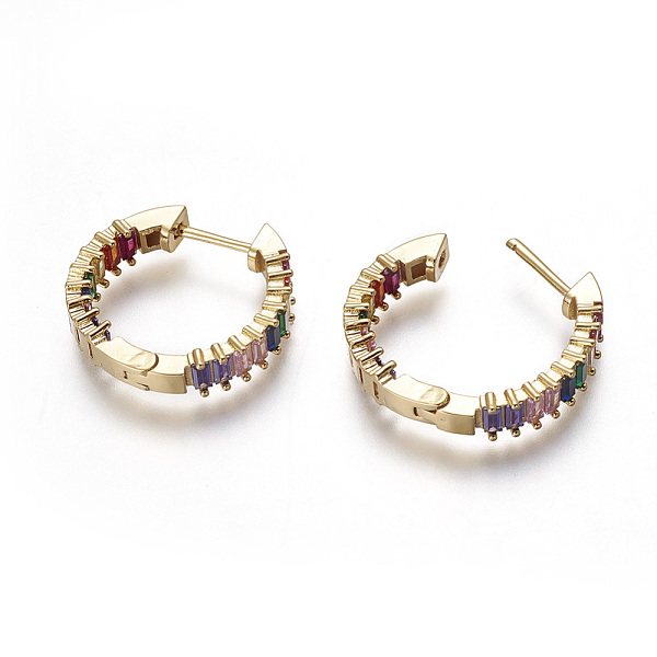 

PandaHall Brass Hoop Earrings, with Micro Pave Cubic Zirconia, Ring, Colorful, Real 18K Gold Plated, 23~25x5.5mm, Pin: 1mm Cubic Zirconia...