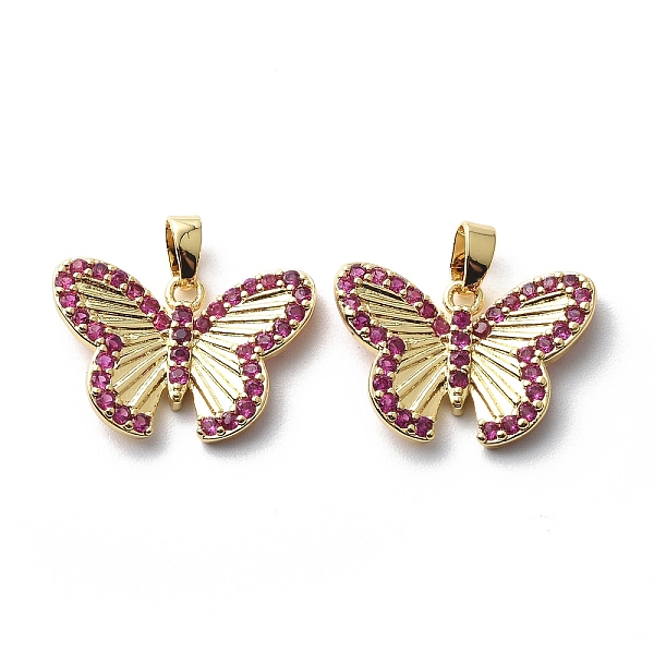 

PandaHall Brass Cubic Zirconia Pendants, Butterfly Charm, Real 18K Gold Plated, Deep Pink, 15x21x3.5mm, Hole: 2.5x4.5mm Brass+Cubic Zirconia...