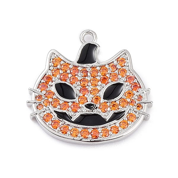

PandaHall Rack Plating Brass Cubic Zirconia Pendants, Lead Free & Cadmium Free, Cat Charm, Platinum, 19.5x20x1.7mm, Hole: 1.2mm Brass+Cubic..., Orange
