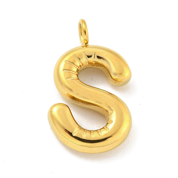 

PandaHall Ion Plating(IP) 304 Stainless Steel Pendants, Letter Charm, Golden, Letter S, 17x10x3mm, Hole: 2mm 304 Stainless Steel Letter S
