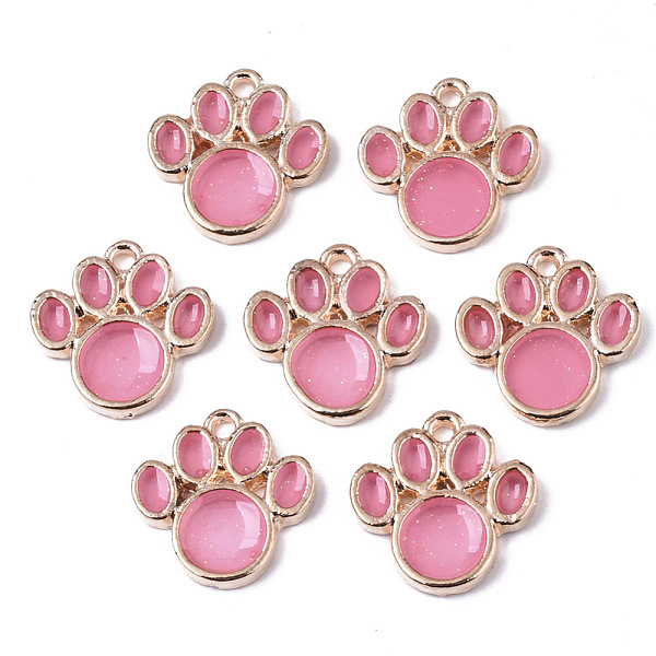 

PandaHall Alloy Resin Pendants, with Glitter Powder, Foot Print, Lead Free, Golden, Pink, 17x16.5x2.5mm, Hole: 1.6mm Alloy+Resin Others Pink