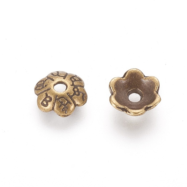 

PandaHall 6-Petal Tibetan Style Alloy Flower Bead Caps, Cadmium Free & Nickel Free & Lead Free, Antique Bronze, 6x2mm, Hole: 1mm Alloy
