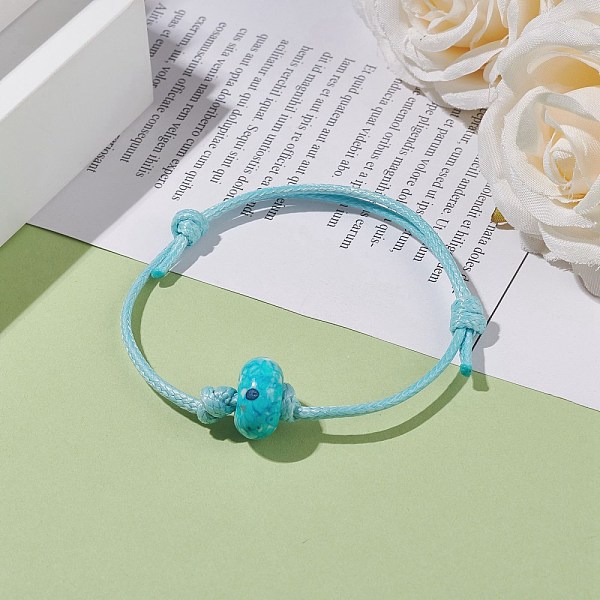 

PandaHall Natural Ocean White Jade(Dyed) Rondelle Beaded Cord Bracelet, Gemstone Adjustable Bracelet for Women, Sky Blue, Inner Diameter...