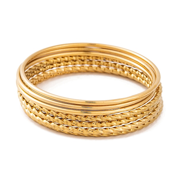 

PandaHall 7Pcs Vacuum Plating 304 Stainless Steel Ring Bangles Set for Women, Golden, 2mm, Inner Diameter: 2-1/2 inch(6.3cm) 304 Stainless...