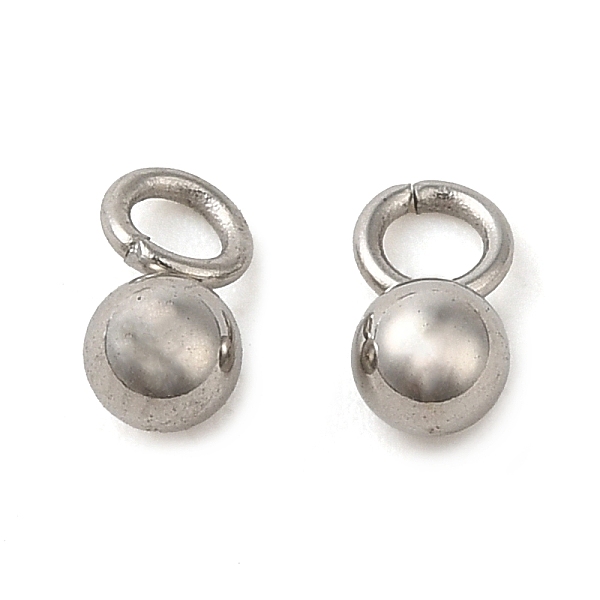 

PandaHall 304 Stainless Steel Charms, Ball Charm, Stainless Steel Color, 6x3mm, Hole: 2mm 304 Stainless Steel Round