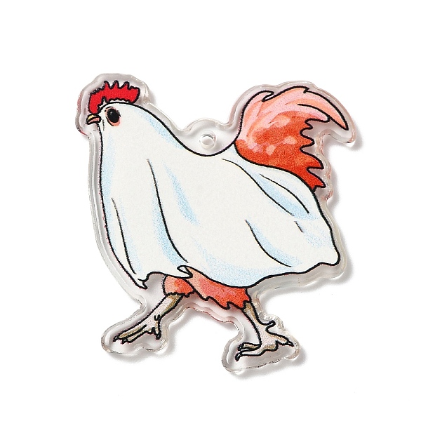 

PandaHall Acrylic Pendants, Rooster, White, 45x40x2mm, Hole: 1.8mm Acrylic Rooster White