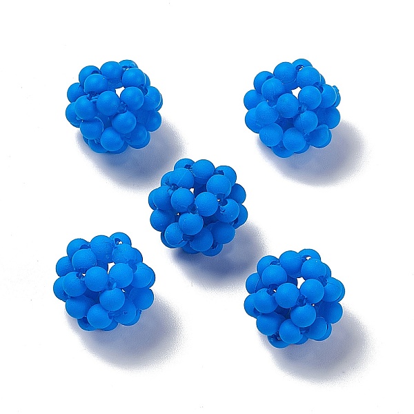 

PandaHall Handmade Plastic Woven Beads, Frosted Round, Dodger Blue, 15mm, Hole: 3mm Plastic Round