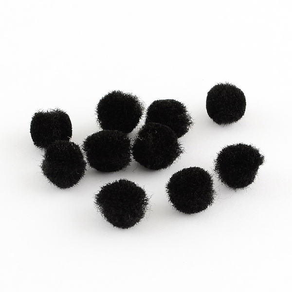 

PandaHall DIY Doll Craft Pom Pom Yarn Pom Pom Balls, Black, 10mm, about 2000pcs/bag Fibre Black