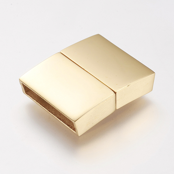 

PandaHall 304 Stainless Steel Magnetic Clasps with Glue-in Ends, Ion Plating (IP), Rectangle, Golden, 21x16.5x4.5mm, Hole: 2.5x15mm 304...