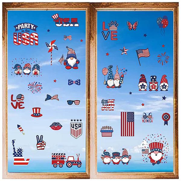 

PandaHall CRASPIRE 8 Sheets 4th of July Wall Decals American Flag Gnomes Window Stickers PVC Waterproof Self Adhesive Wall Cling Stickers...