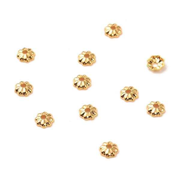 

PandaHall Brass Bead Cap, Long-Lasting Plated, Flower, Multi-Petal, Real 18K Gold Plated, 3.5x1mm, Hole: 1mm Brass